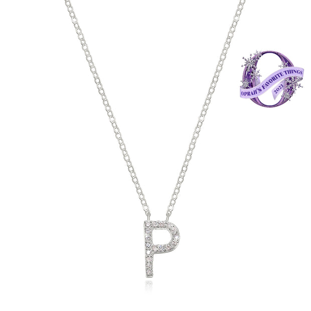 Diamond Initial Necklace-Silver