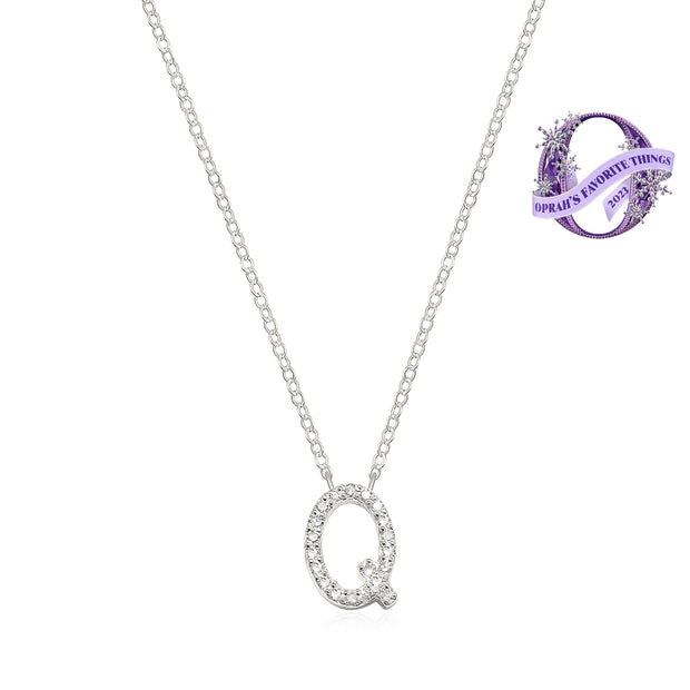 Diamond Initial Necklace-Silver