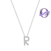 Diamond Initial Necklace-Silver