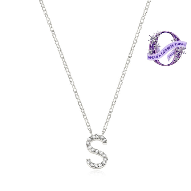 Diamond Initial Necklace-Silver