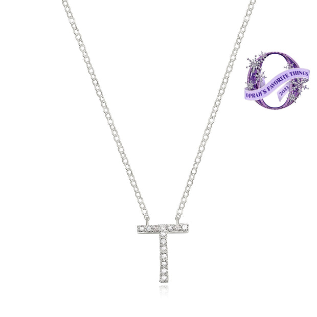 Diamond Initial Necklace-Silver