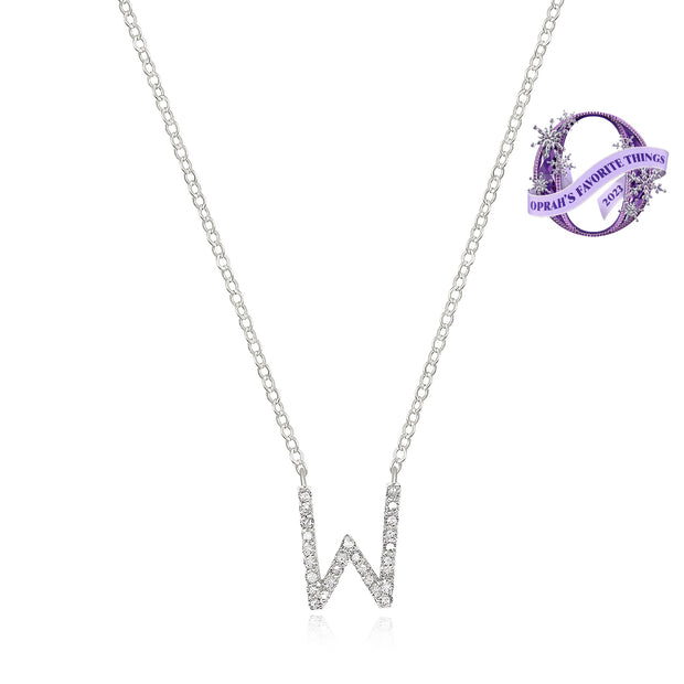 Diamond Initial Necklace-Silver