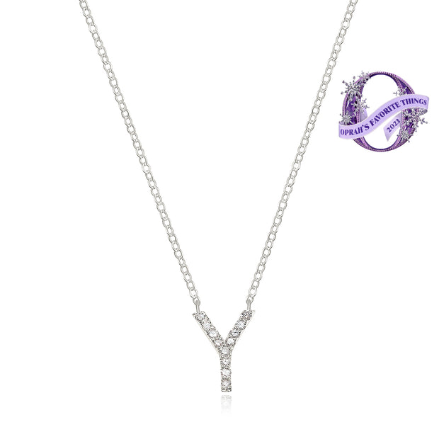 Diamond Initial Necklace-Silver