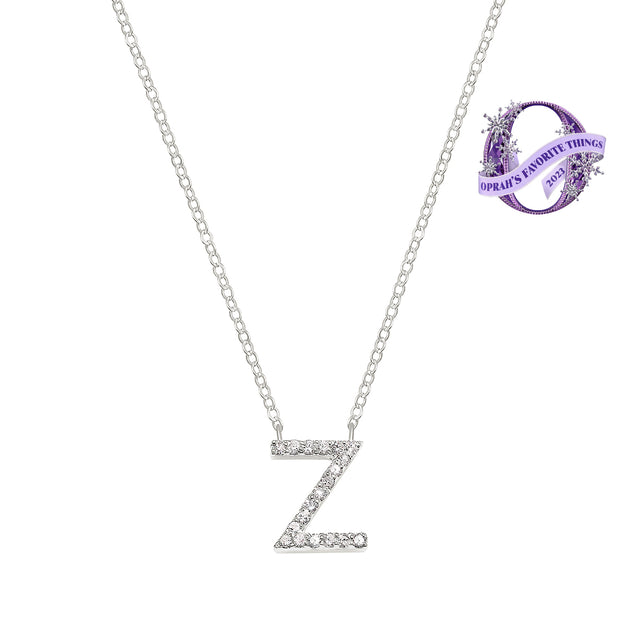 Diamond Initial Necklace-Silver