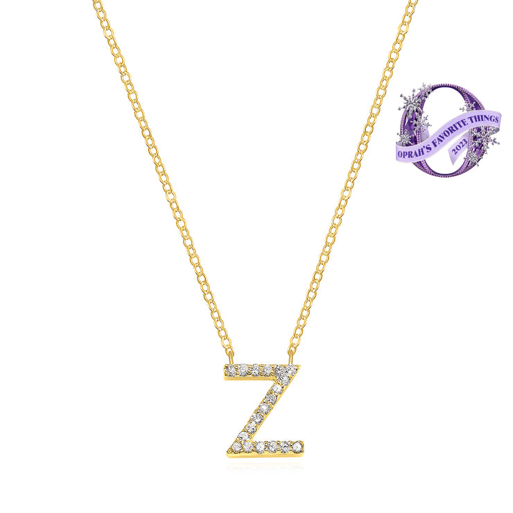 14k Yellow Gold & White Diamond Initial Necklace – Dandelion Jewelry