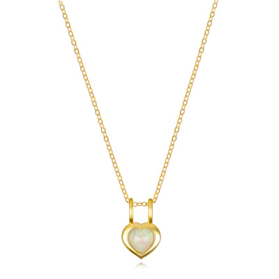 Birthstone Heart Necklace - June Ethiopian Opal