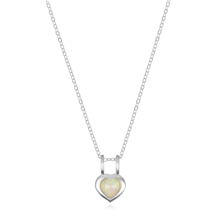 New! Birthstone Heart Pendant - June/Ethiopian Opal