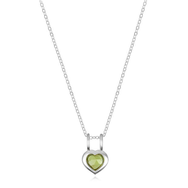 Birthstone Heart Necklace - August Peridot