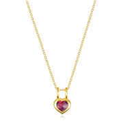 Birthstone Heart Necklace - October Pink Tourmaline