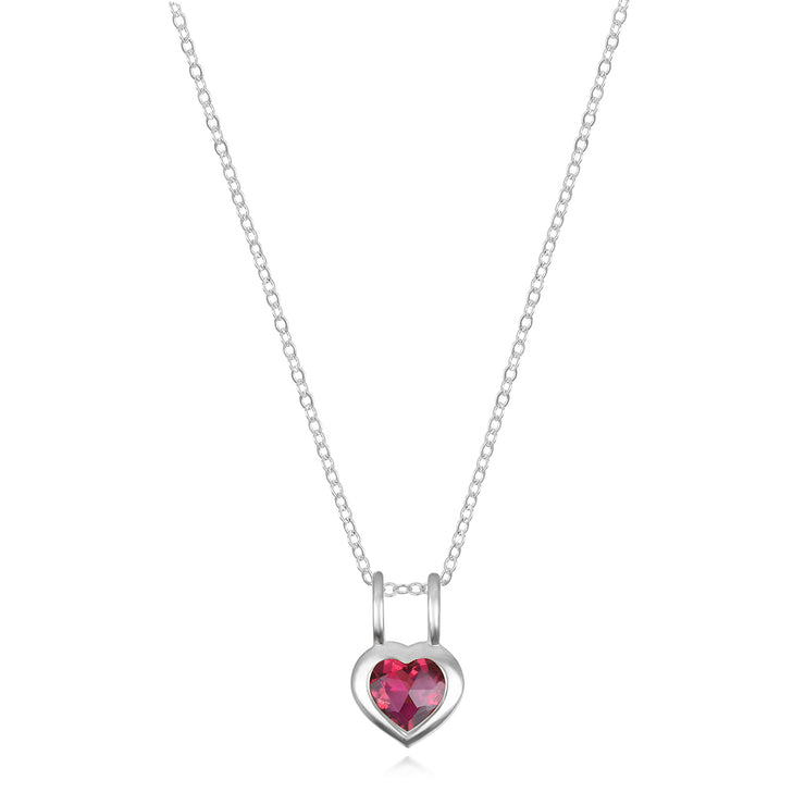 New! Birthstone Heart Pendant - October/Pink Tourmaline