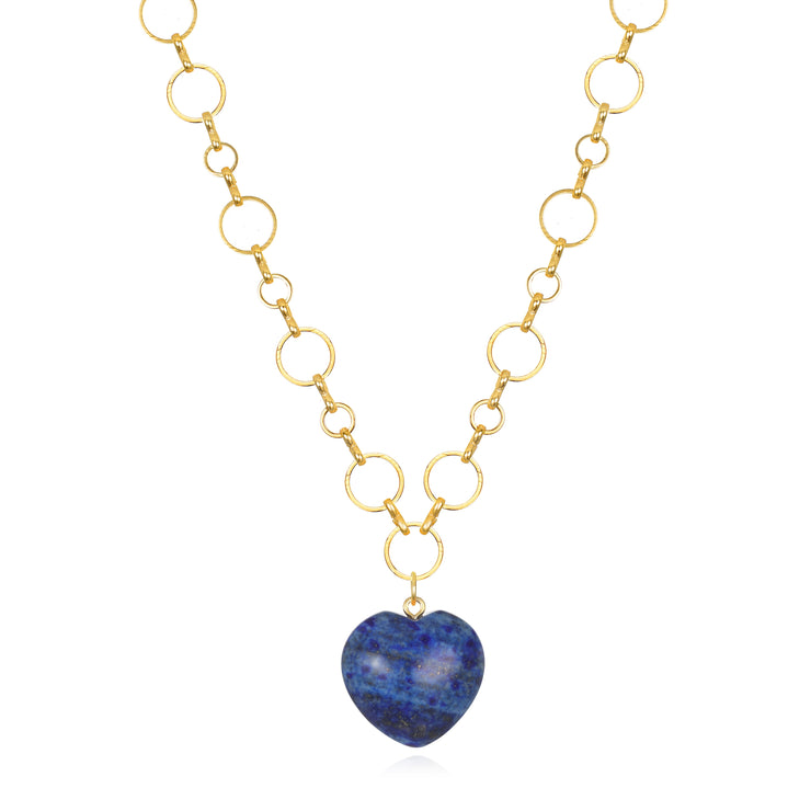 New! Heart Loop Necklace-Lapis