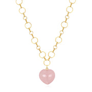 New! Heart Loop Necklace-Rose Quartz