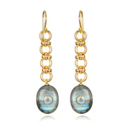 New! Double Gemstone Dangles-Labradorite & Topaz
