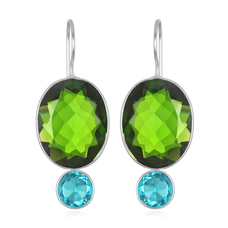 Valencia Grand Oval Earring-Lime Silver