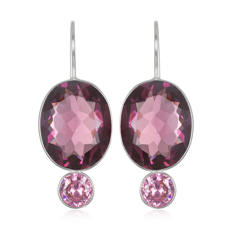 Valencia Grand Oval Earring-Rose Silver