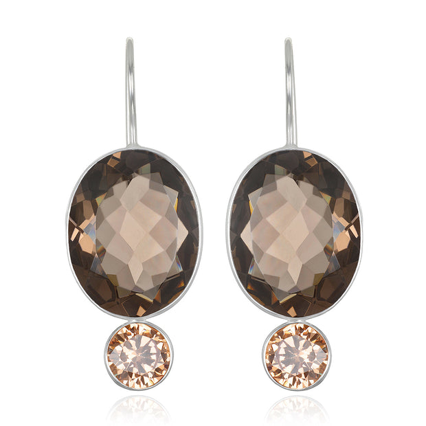 Valencia Grand Oval Earring-Smoky Silver