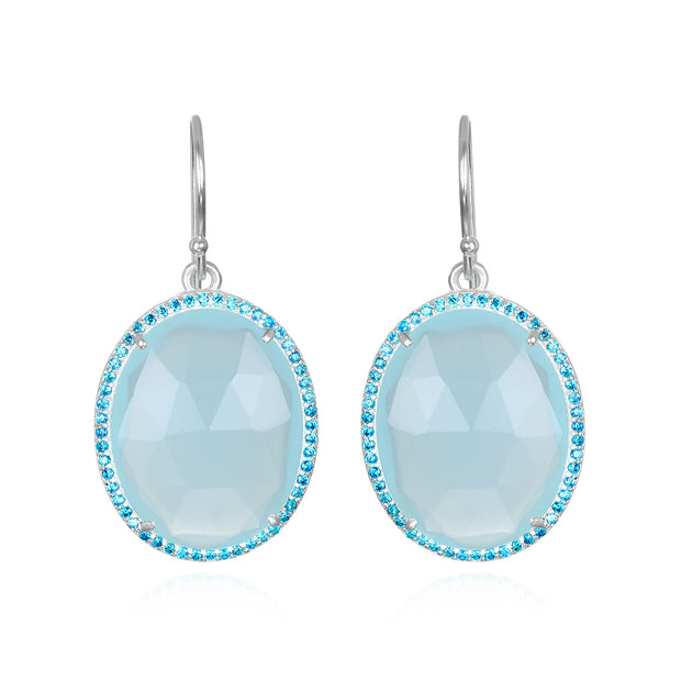 Paris Oval Dangles - Aqua Blue