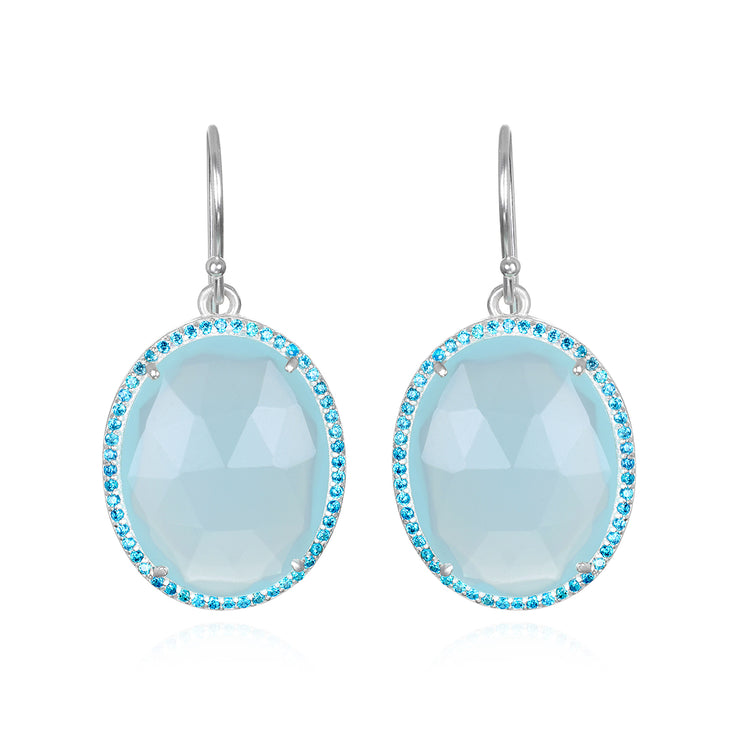 Paris Oval Dangles - Aqua Blue