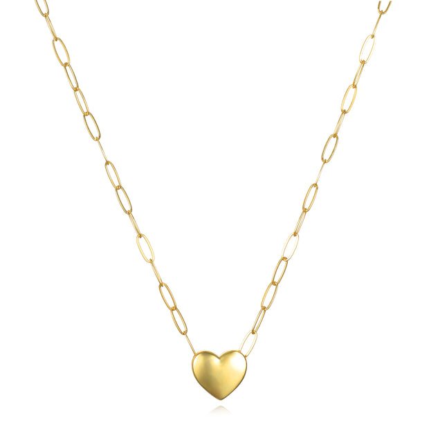 New! Paperclip Heart Necklace-Gold