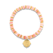 Heishi Charm Bracelet - Pink Opal