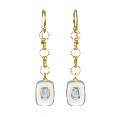 New! Topaz & Quartz Rectangle Dangles