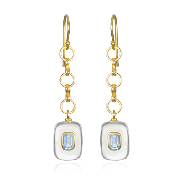 New! Topaz & Quartz Rectangle Dangles