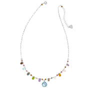 Wildflower Paperclip Necklace-Blue Topaz