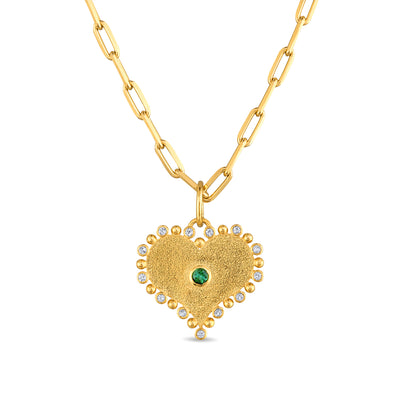 Statement Heart Gemstone Necklace - Green Tourmaline