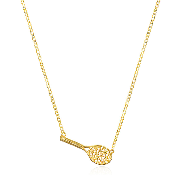 New! Diamond Tennis Racket Necklace