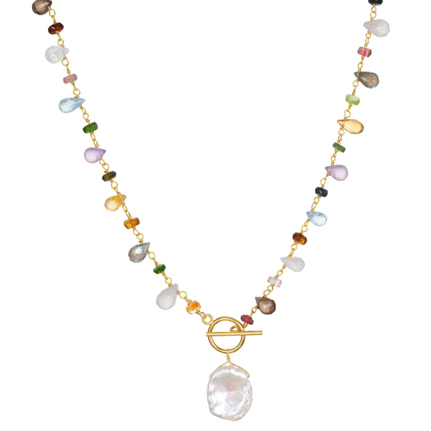 New! Wildflower Toggle Necklace-Keshi Pearl