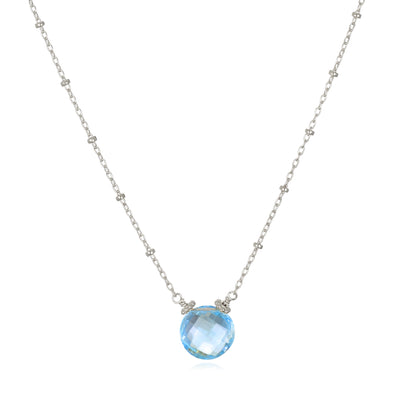 New! Topaz Coin Beaded Necklace-Silver