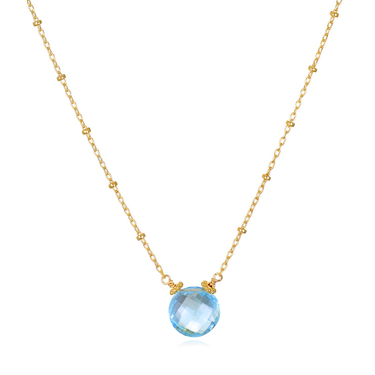 New! Topaz Coin Beaded Necklace-Gold