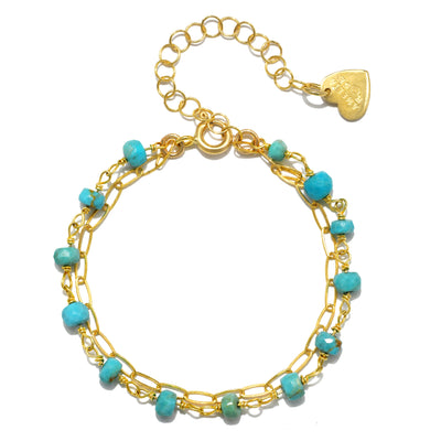 New! Gemstone Paperclip Bracelet-Turquoise