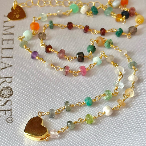 New! Rainbow Heart Bead Necklace