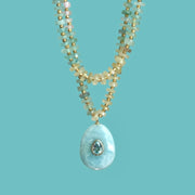 New! Aquamarine Heishi Sparkle Pendant Necklace