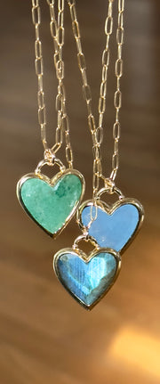 Framed Heart Necklace-Aventurine