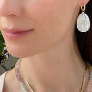 New! Grand Moonstone & Topaz Huggies