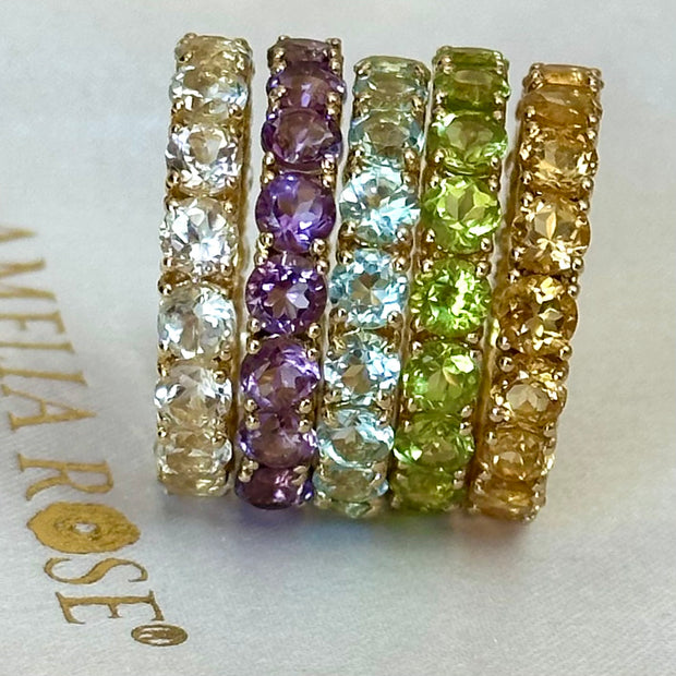 New! Gemstone Eternity Rings-Gold