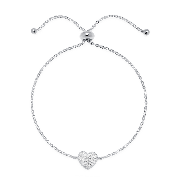 Diamond Heart Bracelet-Sterling Silver