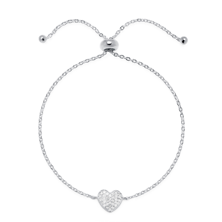 Diamond Heart Bracelet-Sterling Silver