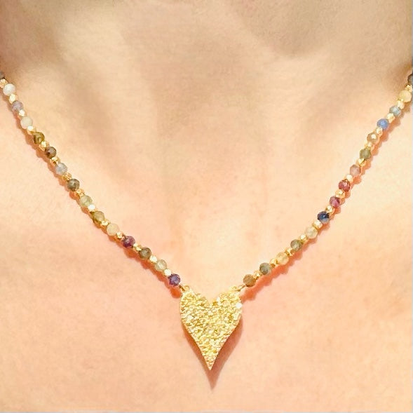 New! Diamond Heart & Sapphire Necklace-Limited Edition