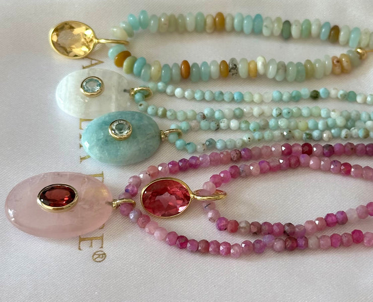 New!  Triple Gemstone Beaded Chokers-Aquamarine & Larimar