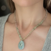New! Aquamarine Heishi Sparkle Pendant Necklace