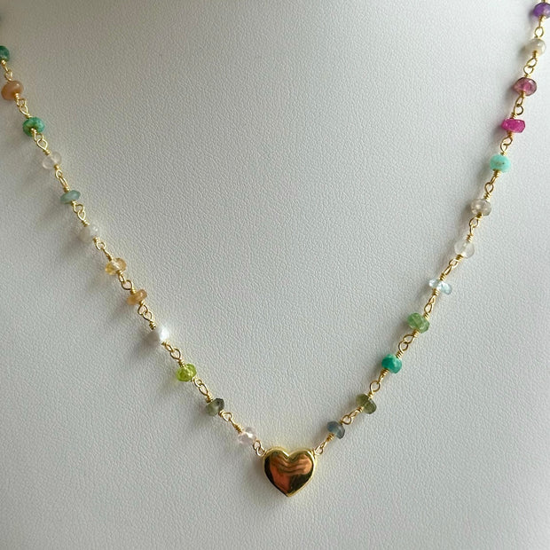 New! Rainbow Heart Bead Necklace