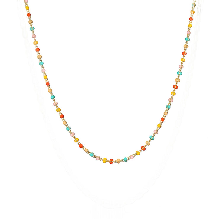 New!  Beaded Wrapped Necklace-Rainbow