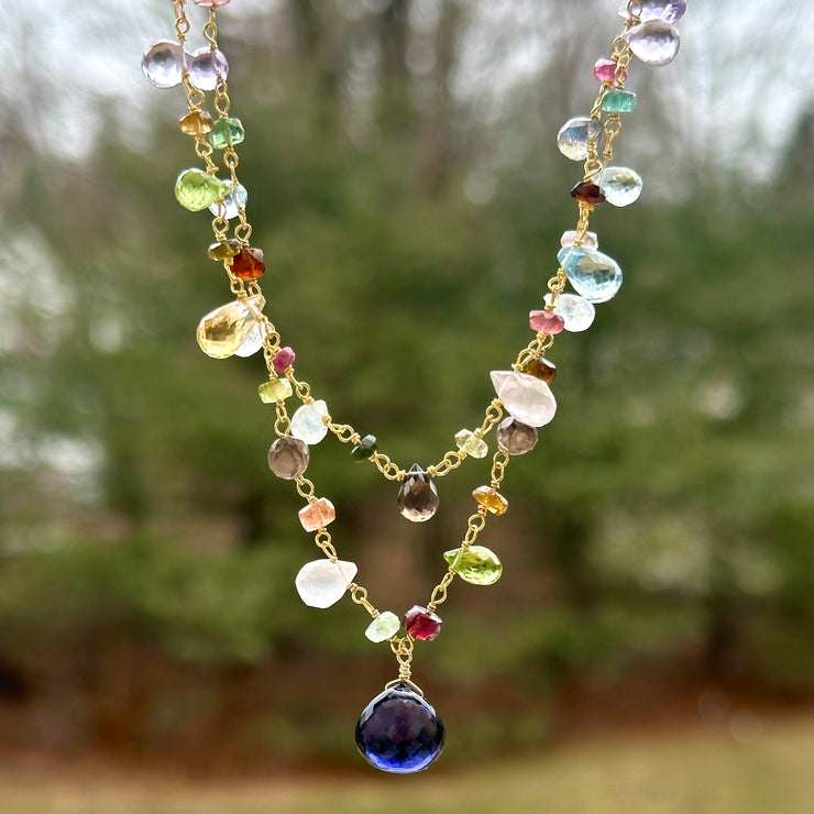 New! Wildflower Paperclip Necklace-Iolite