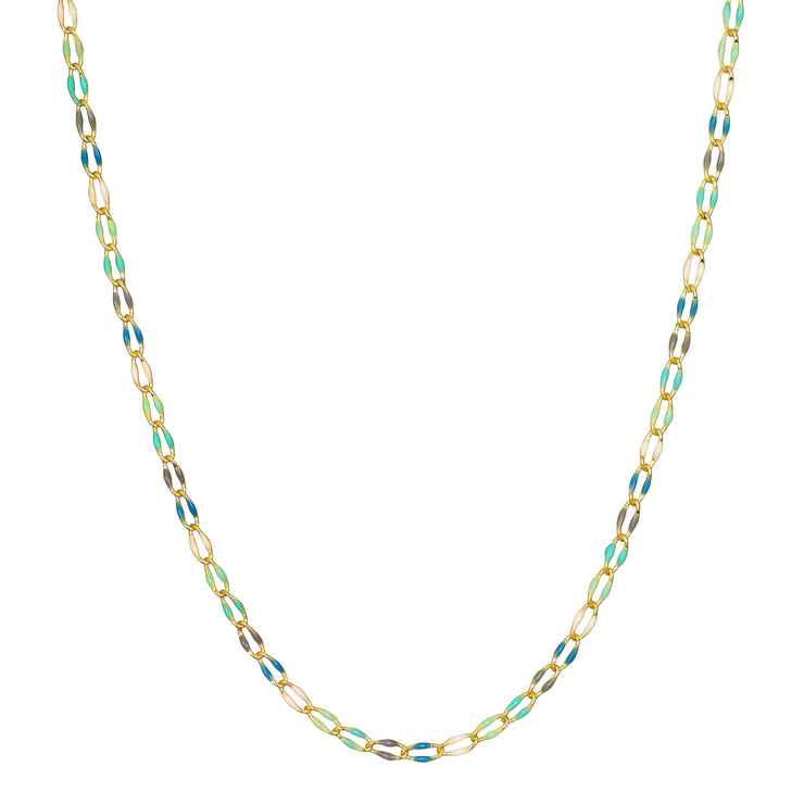 New!  Curb Enamel Necklace-Ocean