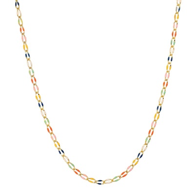 New!  Curb Enamel Necklace-Rainbow