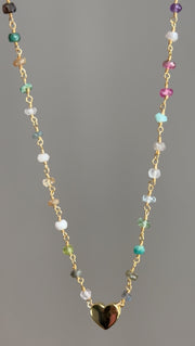 New! Rainbow Heart Bead Necklace