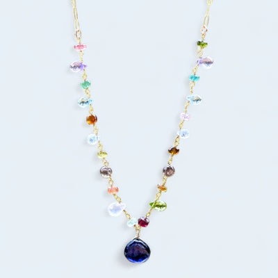New! Wildflower Paperclip Necklace-Iolite